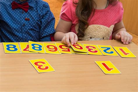 Math Lesson in Elementary School. Kids are Playing. Educational Games ...