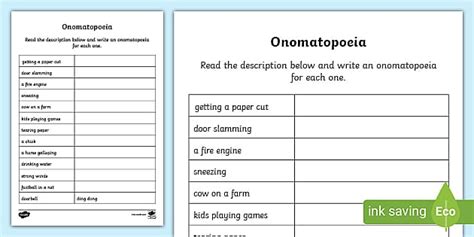 *FREE* Onomatopoeia Worksheet (teacher made) - Twinkl