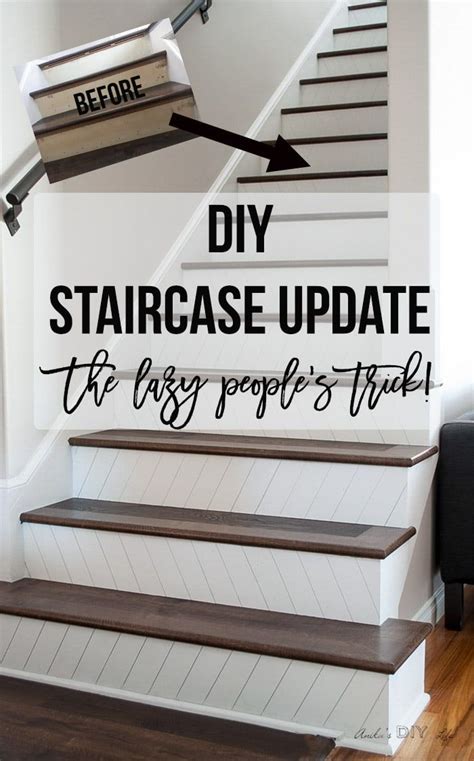 EASY DIY Staircase Makeover Using Vinyl Plank Flooring | Diy staircase ...