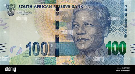 Nelson Mandela on South African R100 bank note Stock Photo - Alamy