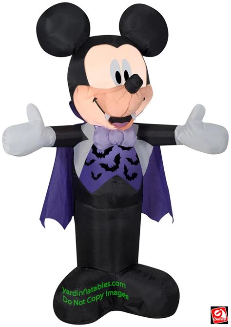 3 1/2' Gemmy Airblown Inflatable Halloween Mickey Mouse In Vampire Costume