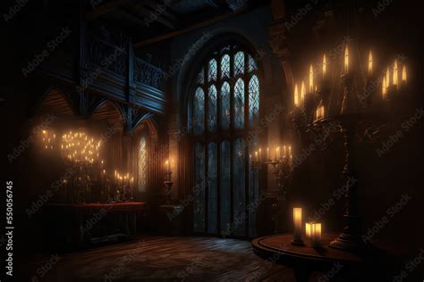 AI generated image of the living room of a large, Gothic vampire castle ...