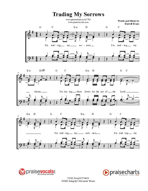 Trading My Sorrows Sheet Music PDF (PraiseVocals) - PraiseCharts