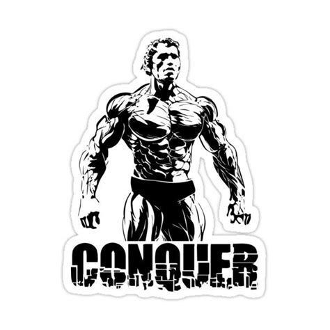 "Conquer Arnold Schwarzenegger Gym" Sticker for Sale by VectorDesigner ...