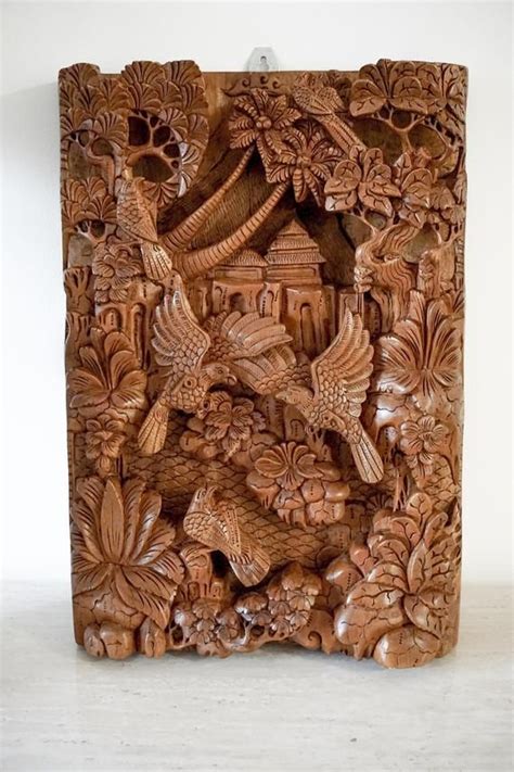 Indonesian Balinese Hand Saur Wood Carving Wall Art Decor - Etsy | Wood ...