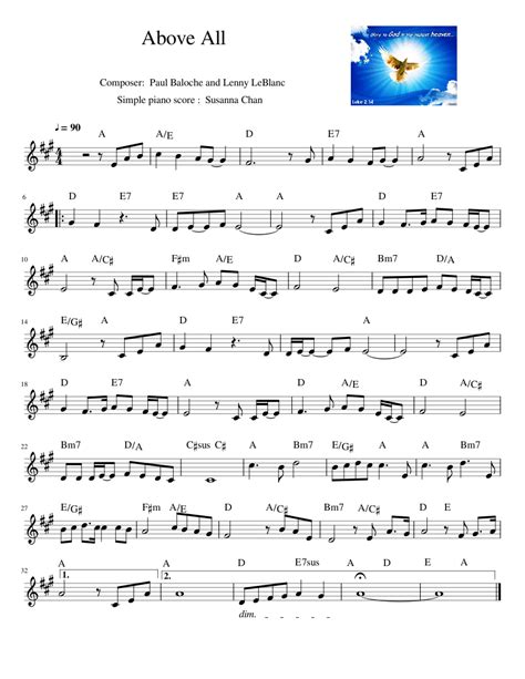 Above All Sheet music for Piano (Solo) Easy | Musescore.com