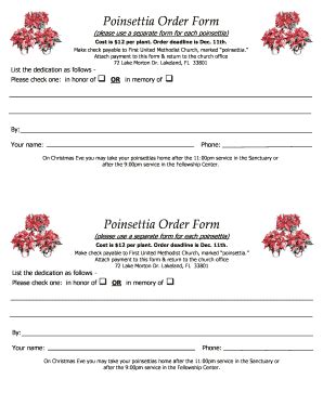 Church Poinsettia Order Form - Fill Online, Printable, Fillable, Blank ...