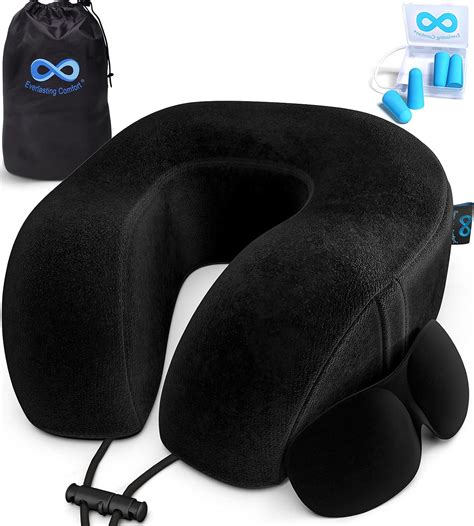 Everlasting Comfort Memory Foam Travel Pillow - Airplane Neck Rest ...