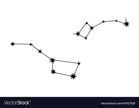 Big and little dipper constellation set simple Vector Image