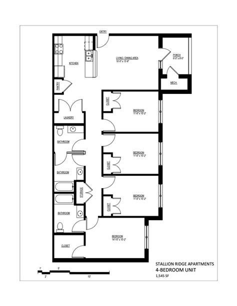 4 Bedroom Floor Plan With Dimensions – Two Birds Home