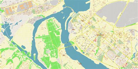 Zaporizhzhia Ukraine PDF Vector Map: Exact City Plan High Detailed ...