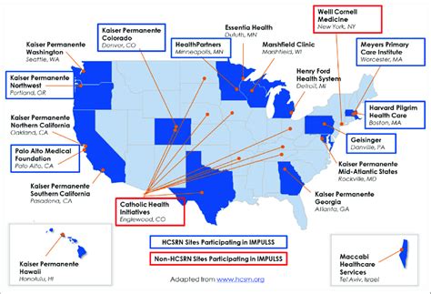 Map of HCSRN with IMPULSS Study Sites Highlighted. | Download ...