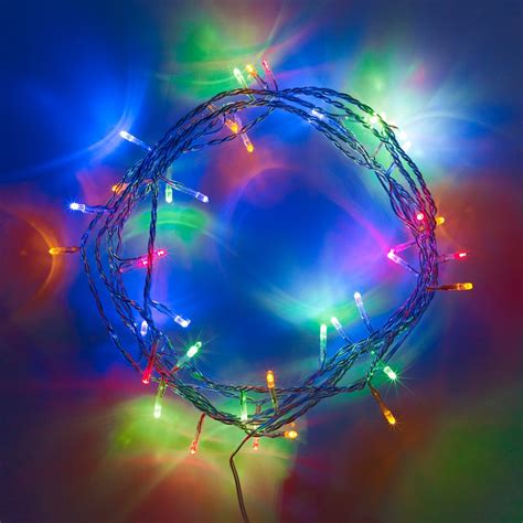 50 Multi Coloured LED Fairy Lights On Clear Cable | Lights4fun.co.uk