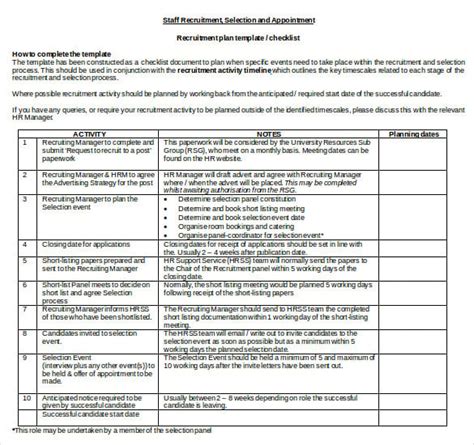 Recruiting Checklist Template