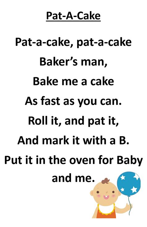 Drop In Storytime Rhyme - Pat-A-Cake | Nursery rhymes lyrics, Preschool ...