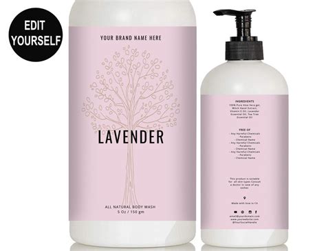 Francoise Body Wash Label Template Liquid Soap Label - Etsy