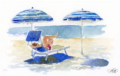 Watercolour sketch Sea beach • MarMarClipArt