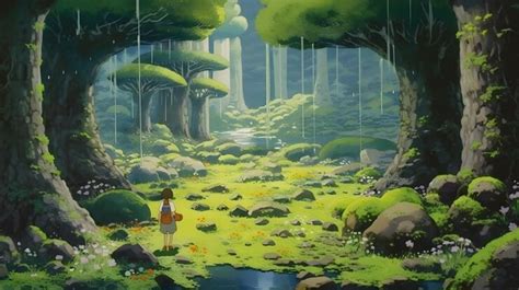 Premium AI Image | Anime Landscape in Studio Ghibli Style