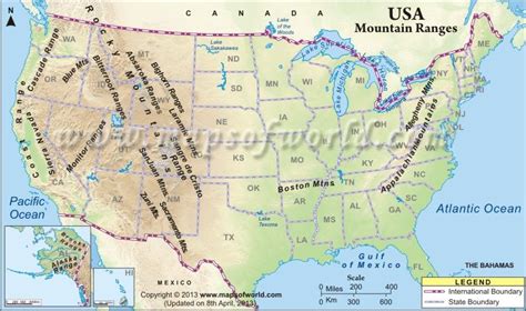 United States Mountain Ranges Map | Mountain range, United states ...