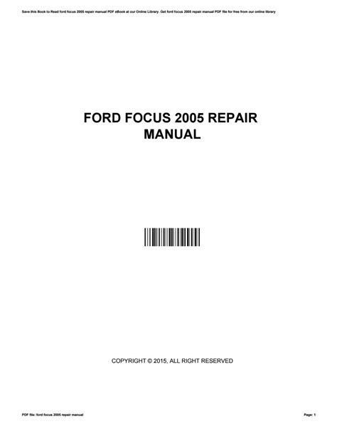 Ford focus 2005 repair manual by Emma - Issuu