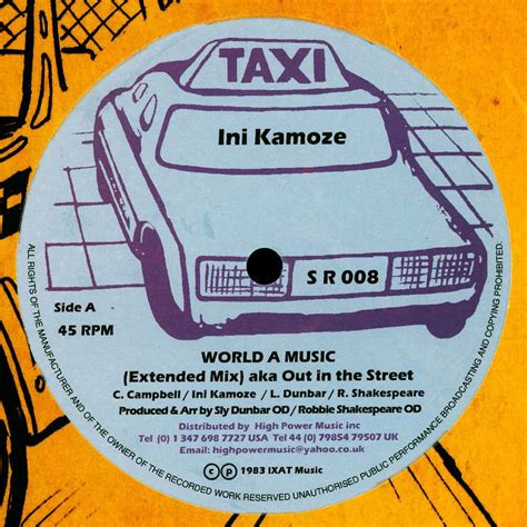 Ini Kamoze - World A Music Extended Mix / Out In The Street Dub - Vinyl ...