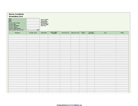 Home Inventory Spreadsheet - PDFSimpli