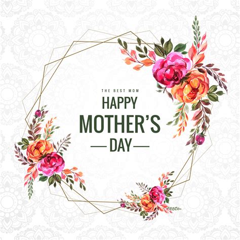 Happy Mother's Day flowers and geometric frame card 1045651 Vector Art ...