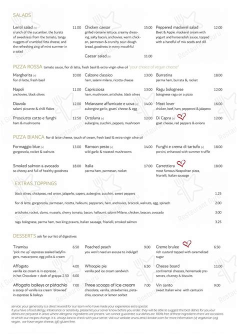 Menu at I Due Amici Garden Cafe, London