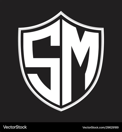 Sm logo monogram with shield shape isolated Vector Image