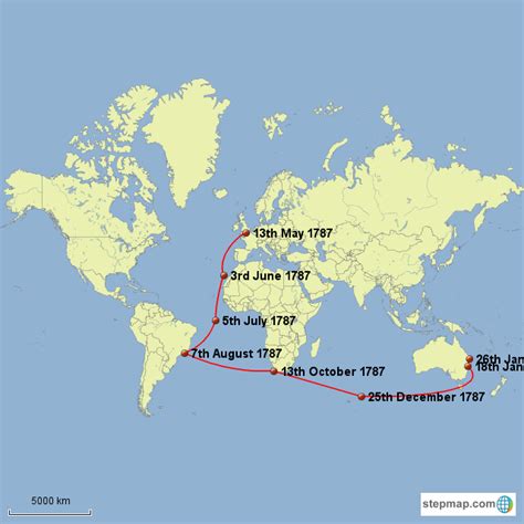 StepMap - The First Fleet Voyage - Landkarte für World