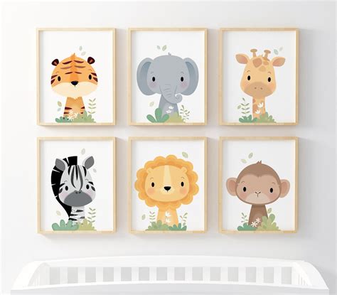 Set of 6 Animal Nursery Prints Nursery Wall Art Gift for - Etsy