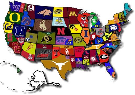 Map of College Football Teams in the United States