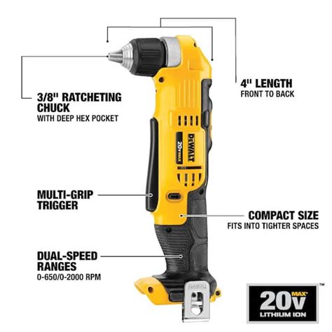 DeWalt DCD740 18v XR Cordless Right Angle Drill Angle Drills | atelier ...