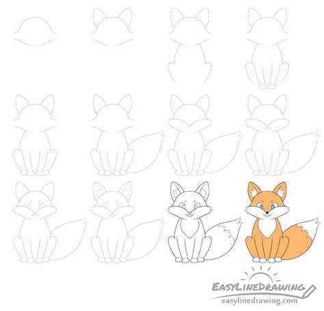 How to Draw a Fox Step by Step - EasyLineDrawing