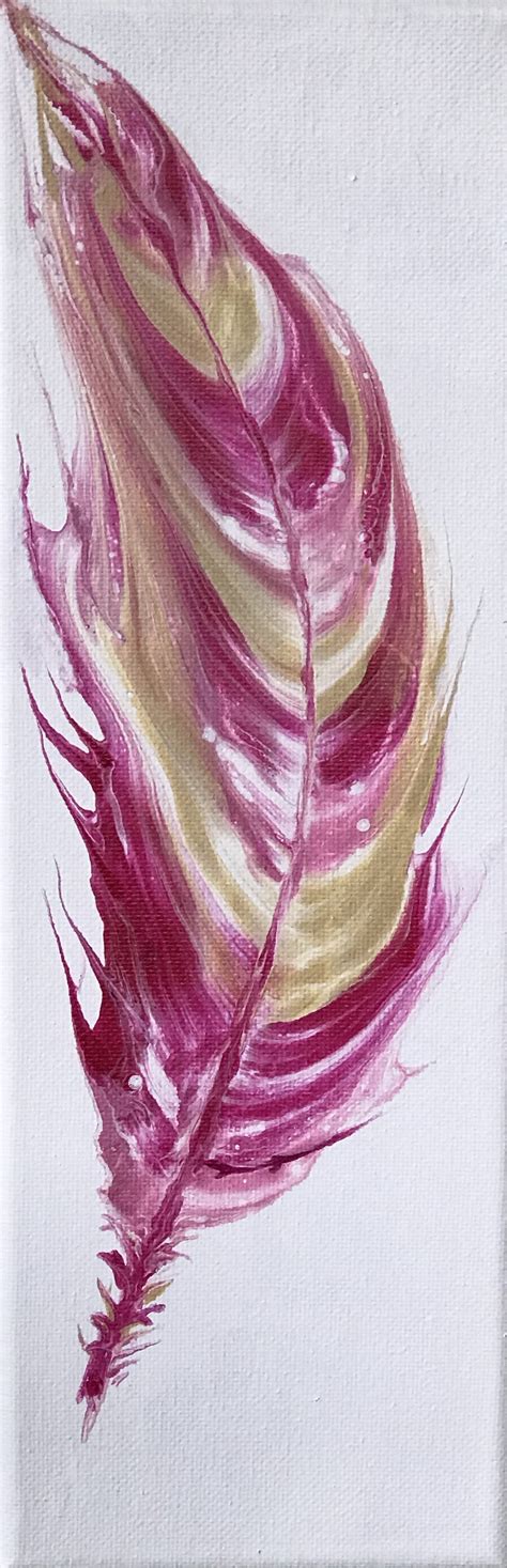 Pretty In Pink Feather Painting By janet keene, Paintings Fine Art for Sell