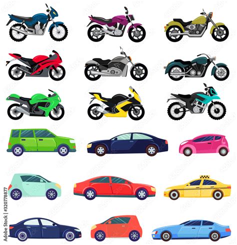 Vans and sports cars vector, isolated set of transportation. Vehicles ...