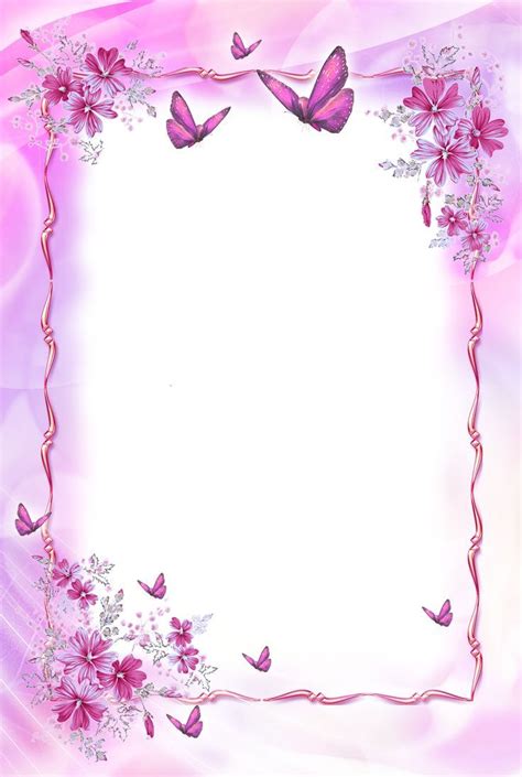 Beautiful Pink Transparent Frame with Butterflies Butterfly Frame, Pink ...