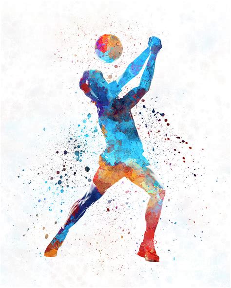 Volley ball player man 01 in watercolor Painting by Pablo Romero | Fine ...