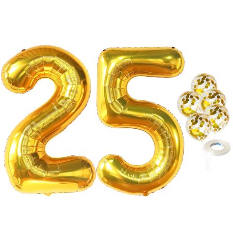 Buy Giant Gold 25 Balloon Numbers - 40 Inch | 25th Birthday Balloons ...