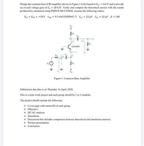 Design the common base (CB) amplifier shown in Figure | Chegg.com