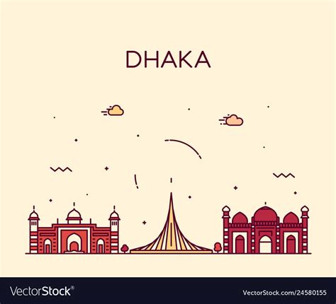 Dhaka skyline bangladesh city linear style Vector Image