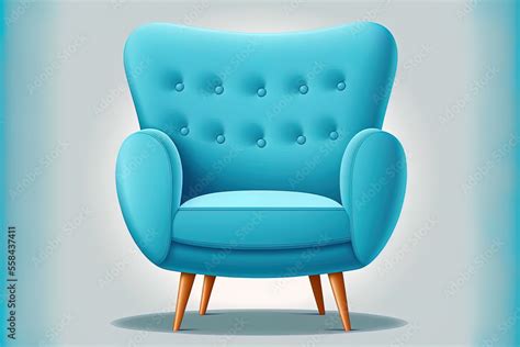 cartoon illustration of a blue contemporary comfortable chair for the ...