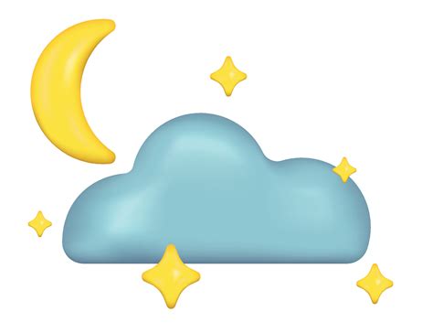 nube con icono emoji de luna y estrellas. símbolo del tiempo de la ...