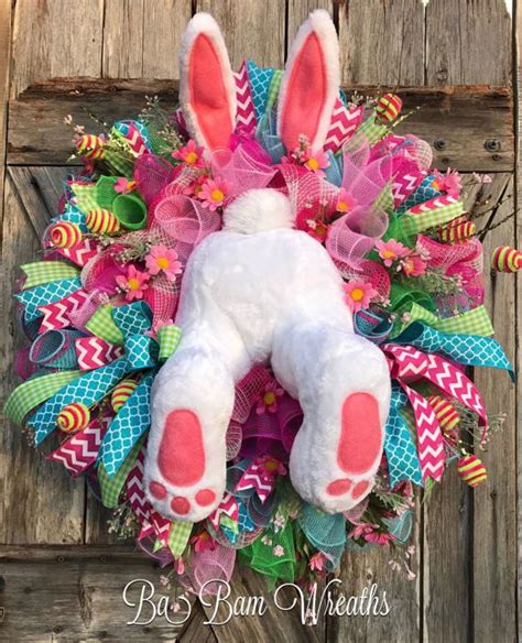 Easter Mesh Wreath Bunny Wreath Bunny Butt Spring Wreath | Etsy