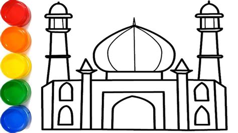 Let's Learn to draw Mosque, How to draw Mosque step by step for ...