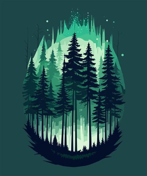 Premium Vector | A vector forest mysterious landscape night forest moon ...