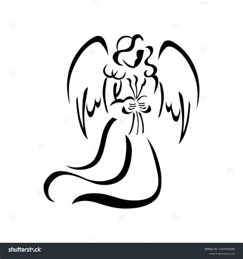 Angel Clipart Black White