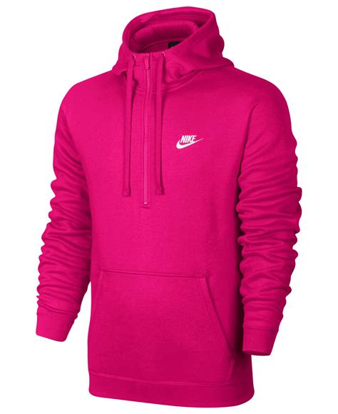 Nike Fleece Half-zip Hoodie in Pink for Men - Lyst