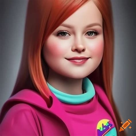 Realistic portrait of mabel pines with red blushing cheeks on Craiyon