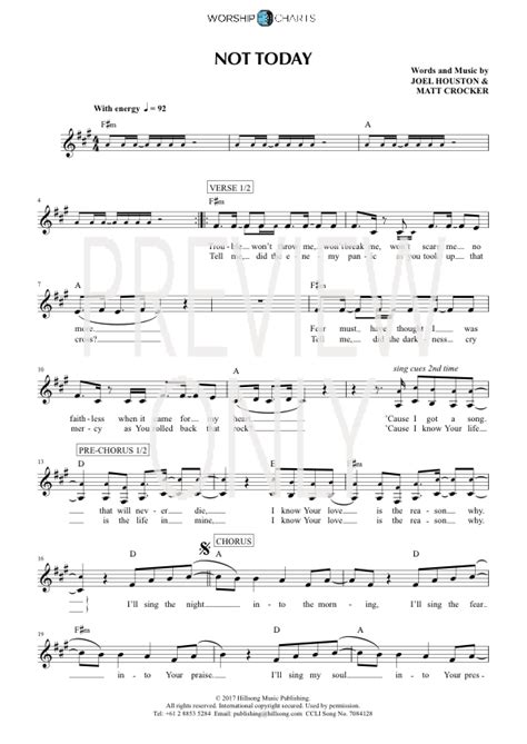 Not Today Lead Sheet, Lyrics, & Chords | Hillsong United | WorshipHouse ...